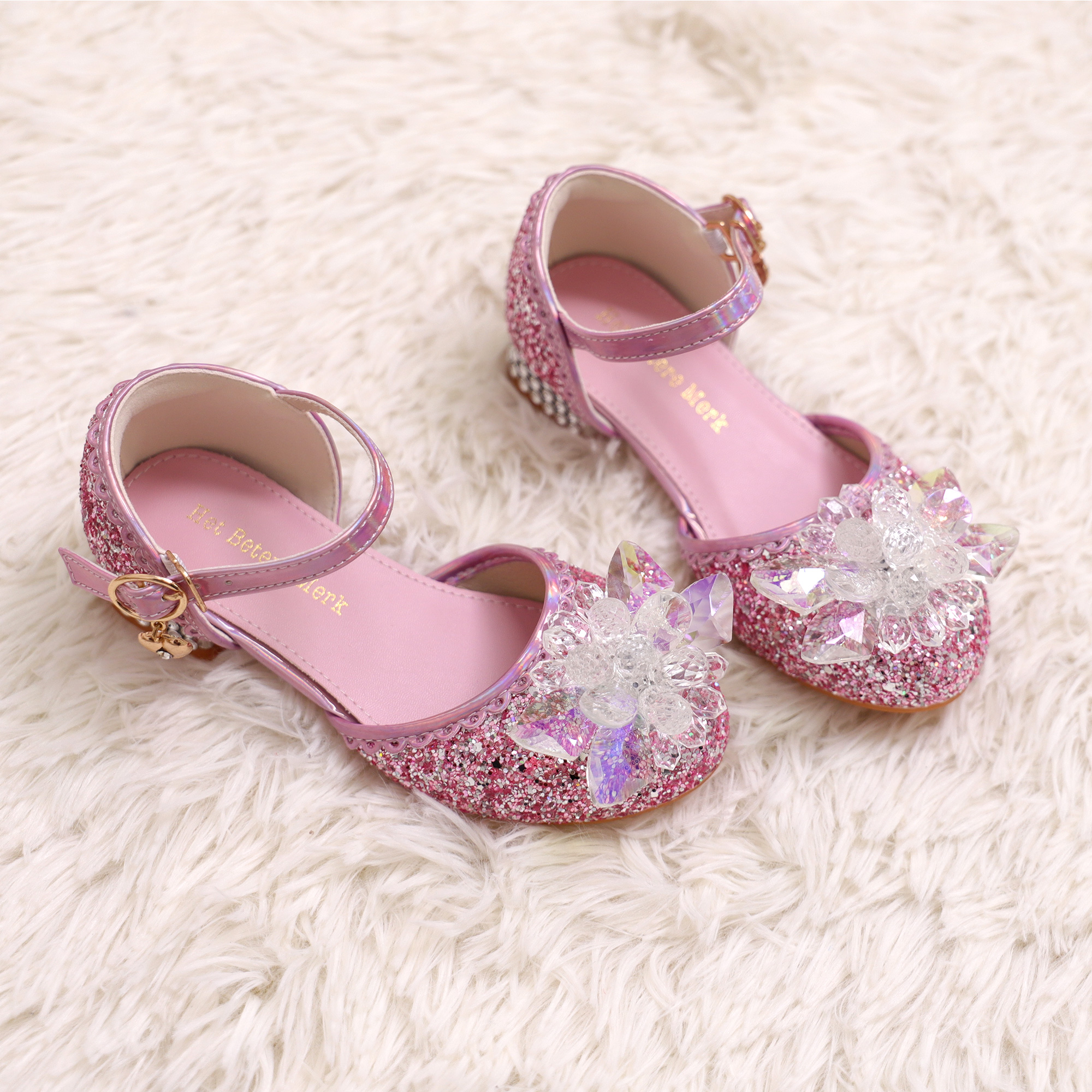 Prinsessen schoenen + handschoenen - verkleedschoenen meisje - roze - Afbeelding 2