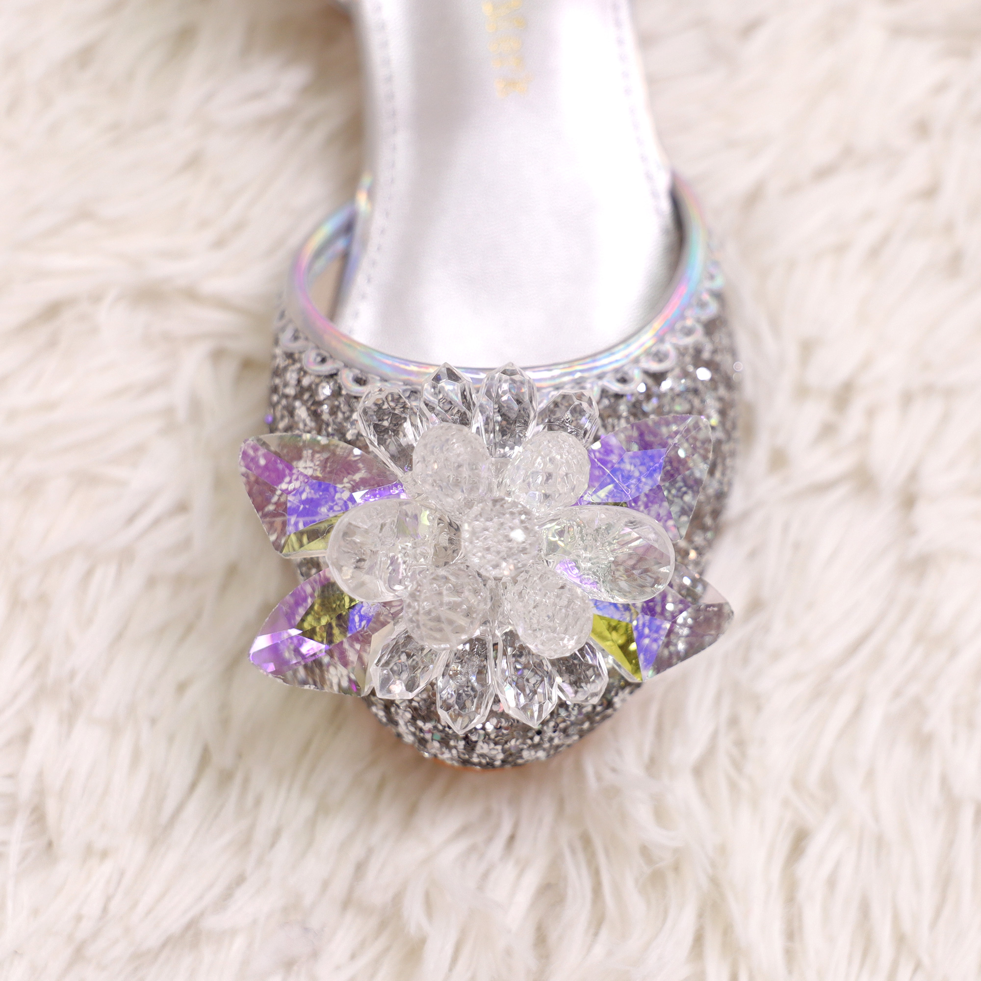 Prinsessen schoenen + kroon + toverstaf - verkleedschoenen meisje - zilver - Afbeelding 4