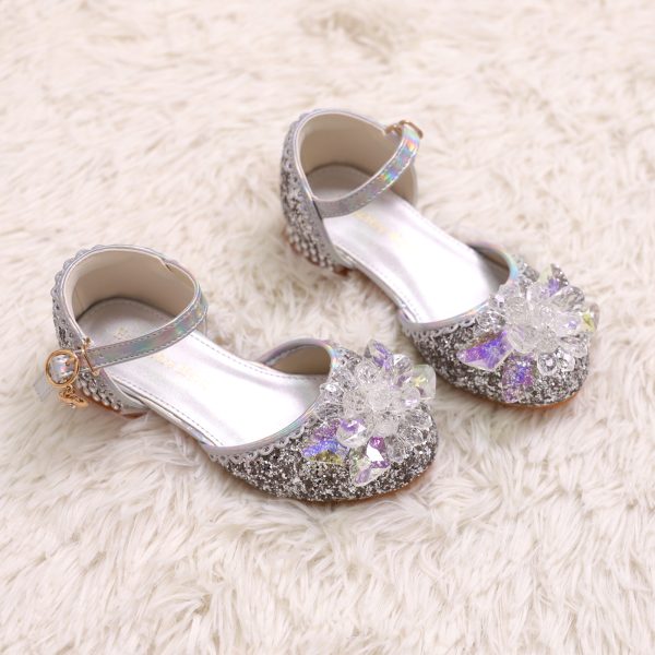 Prinsessen schoenen + kroon + toverstaf - verkleedschoenen meisje - zilver - Afbeelding 2