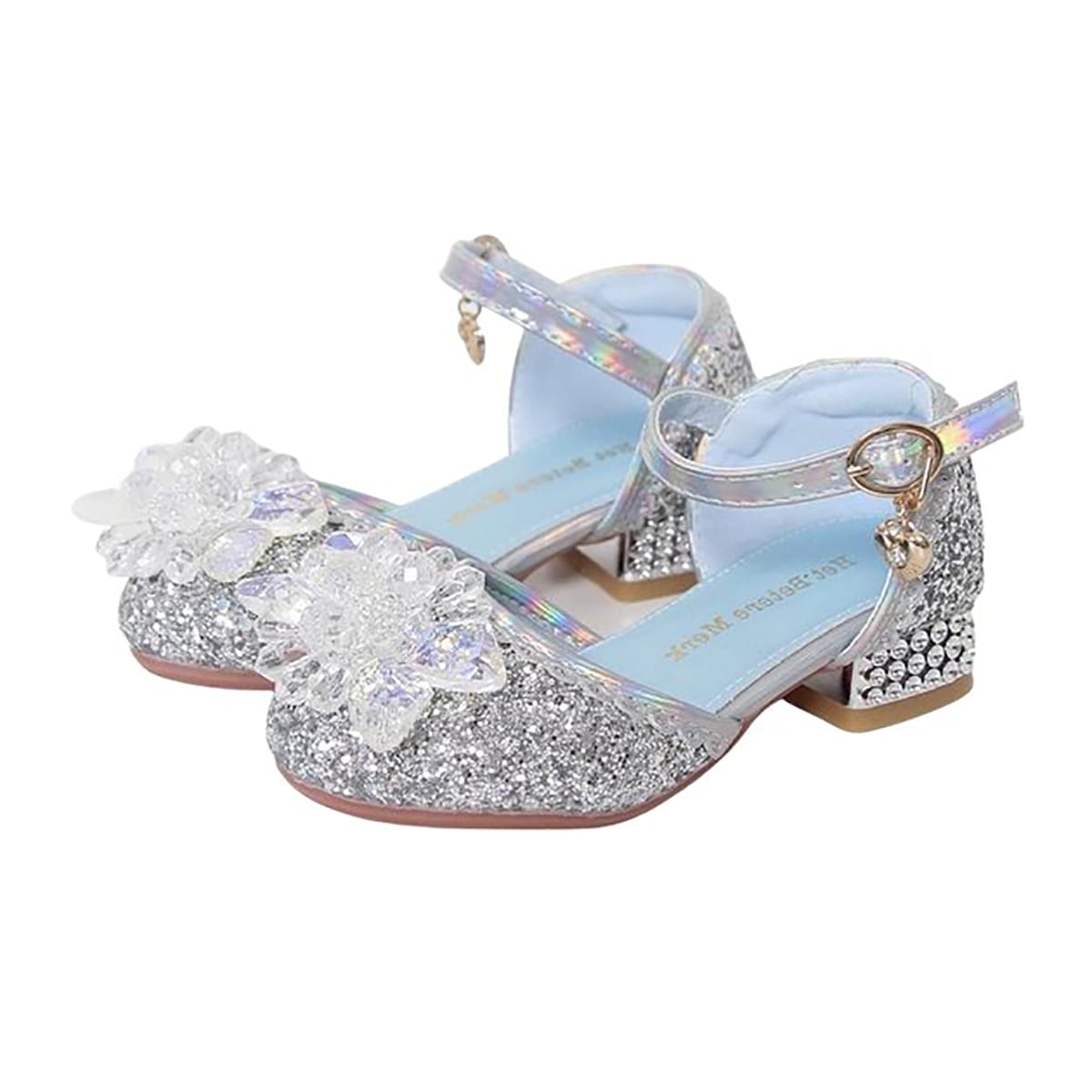 Prinsessen schoenen + kroon + toverstaf - verkleedschoenen meisje - zilver