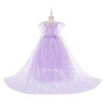Frozen Elsa Jurk - Prinsessenjurk Meisje - Kroon + Toverstaf + Elsa Vlecht + Prinsessen Handschoenen - Paars