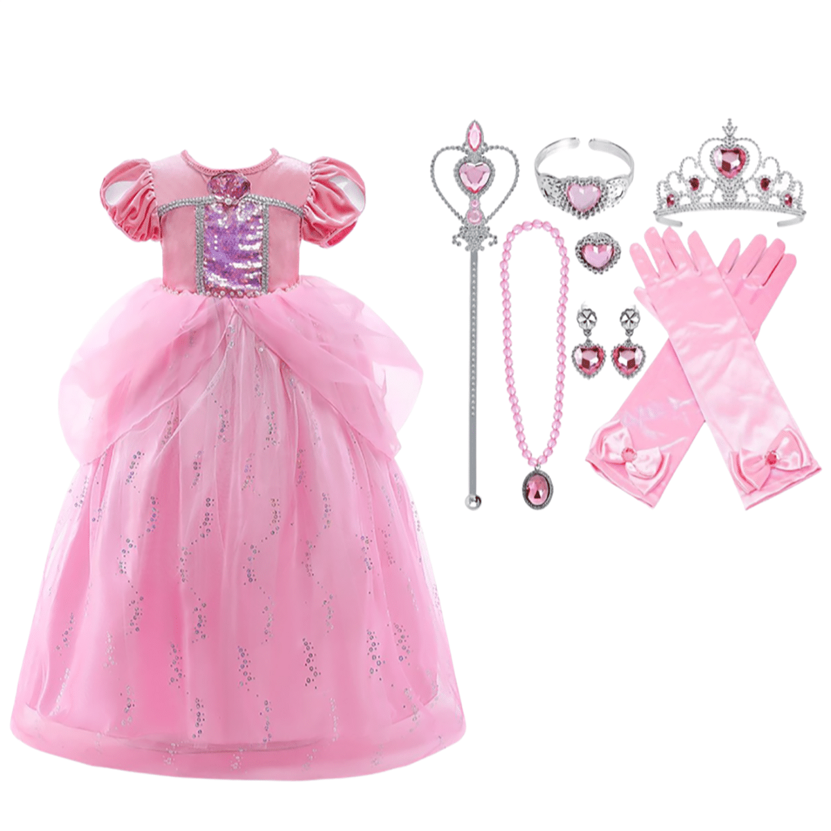 Zeemeermin jurk - Ariel -  Tiara, Toverstaf, Handschoenen - Afbeelding 18