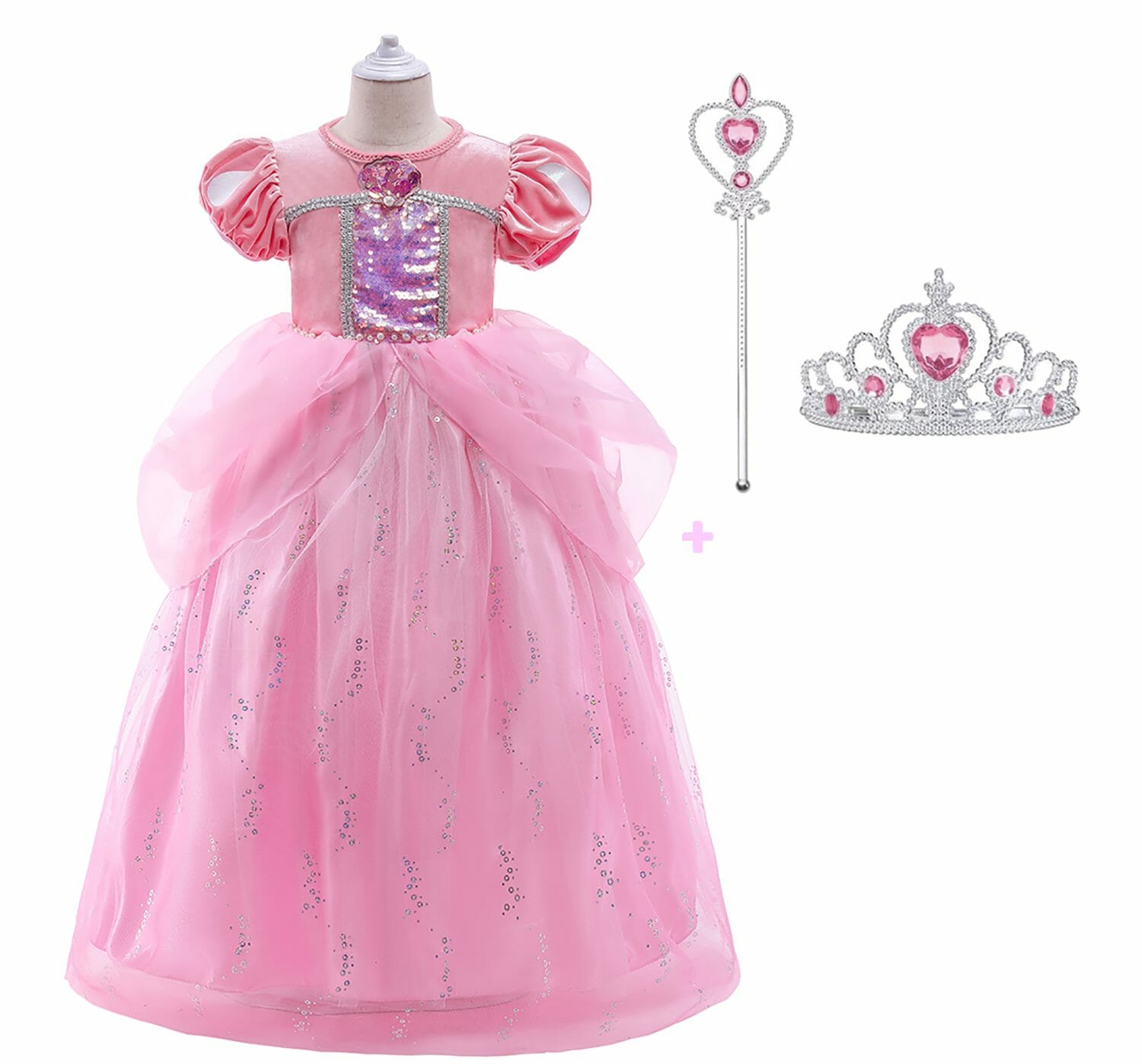 Zeemeermin jurk - Ariel -  Tiara, Toverstaf, Handschoenen - Afbeelding 14