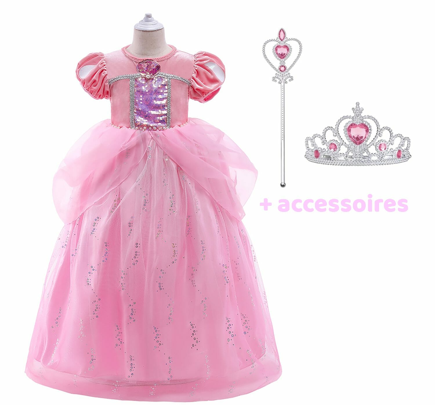 Zeemeermin jurk - Ariel -  Tiara, Toverstaf, Handschoenen - Afbeelding 13