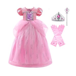 Zeemeermin jurk - Ariel -  Tiara, Toverstaf, Handschoenen