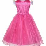 Doornroosje + kroon + toverstaf - roze prinsessenjurk