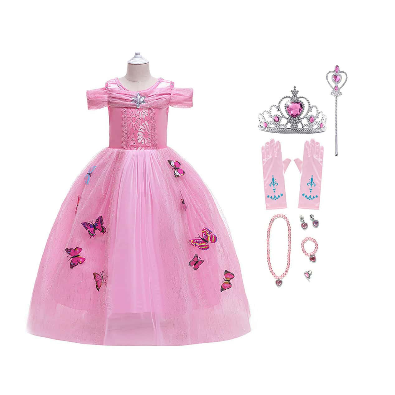 Zeemeermin jurk - Ariel -  Tiara, Toverstaf, Handschoenen - Afbeelding 16