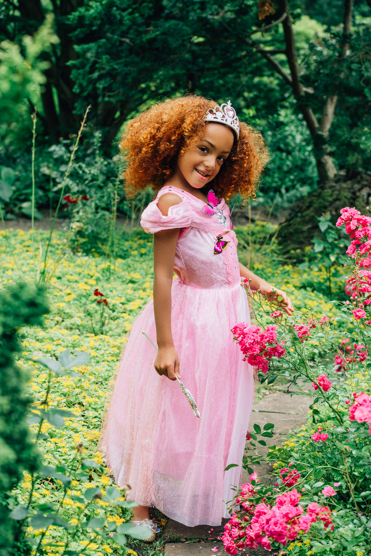 Doornroosje jurk vlinders + accessoires - Afbeelding 2