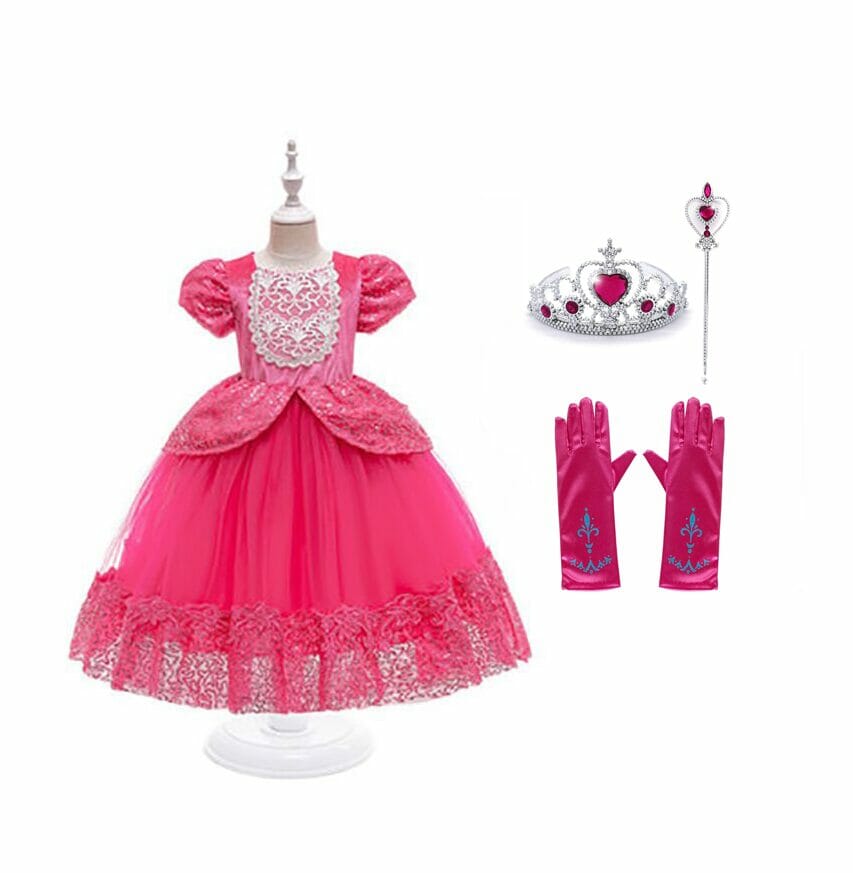 Doornroosje - roze prinsessenjurk - verkleedjurk - accessoires - Afbeelding 24