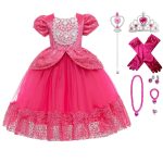 Doornroosje - roze prinsessenjurk - verkleedjurk - accessoires