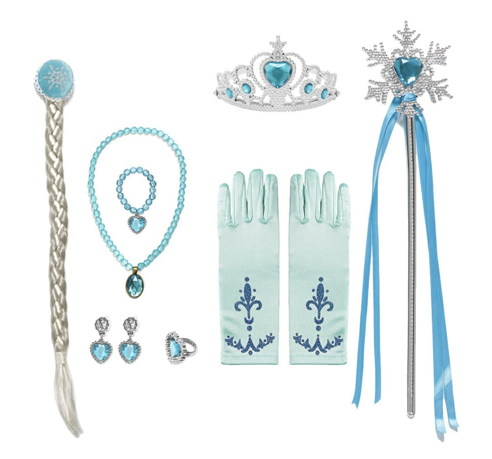 Frozen Elsa Accessoireset - Kroon - Handschoenen - Elsa Vlecht - Toverstaf - Juwelen
