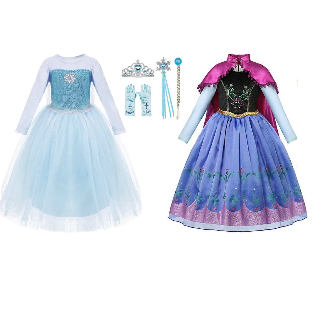 Frozen Elsa + Luxe Anna prinsessenjurk + Accessoires