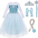 Frozen Elsa jurk + kroon - luxe prinsessenjurk