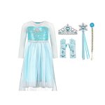 Frozen Elsa jurk + kroon - luxe prinsessenjurk