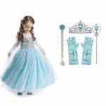 Frozen Elsa jurk + kroon - luxe prinsessenjurk