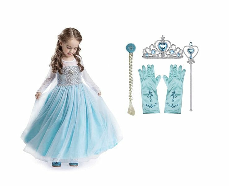 Frozen Elsa jurk + kroon - luxe prinsessenjurk - Afbeelding 28