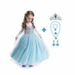 Frozen Elsa jurk + kroon - luxe prinsessenjurk