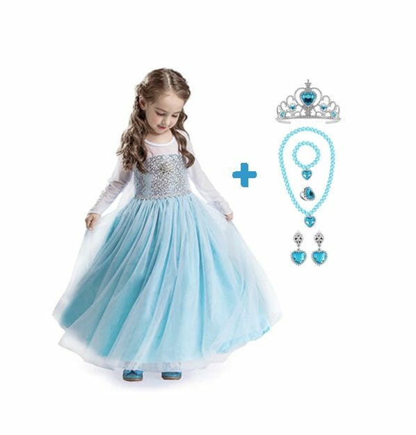 Frozen Elsa jurk + kroon - luxe prinsessenjurk - Afbeelding 24