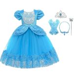 Cinderella jurk + accessoires - Assepoester - Deluxe verkleedjurk