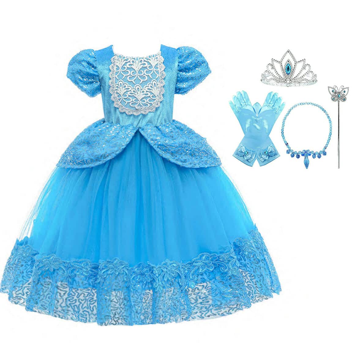 Cinderella jurk + accessoires - Assepoester - Deluxe verkleedjurk - Afbeelding 25