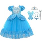Cinderella jurk + accessoires - Assepoester - Deluxe verkleedjurk