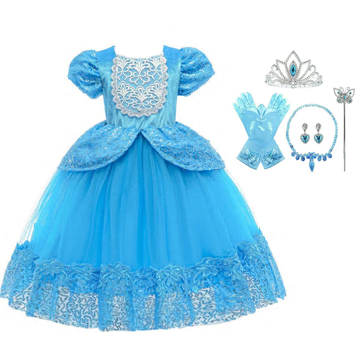 Cinderella jurk + accessoires - Assepoester - Deluxe verkleedjurk - Afbeelding 20
