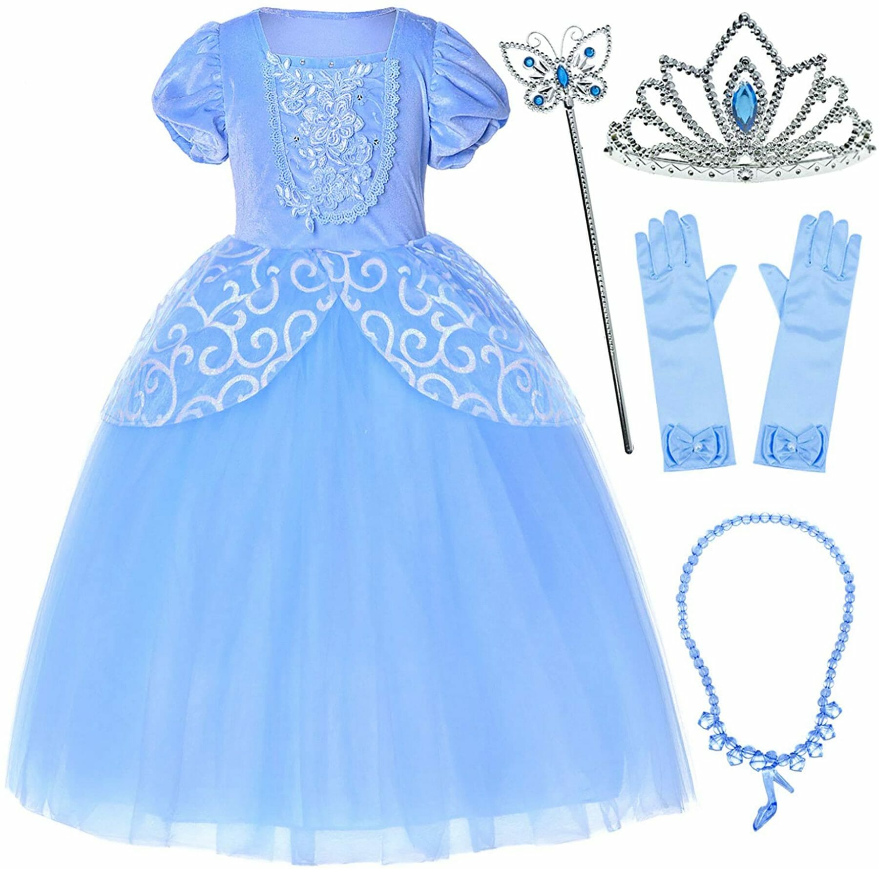 Cinderella jurk + accessoires - Assepoester - Deluxe verkleedjurk - Afbeelding 15