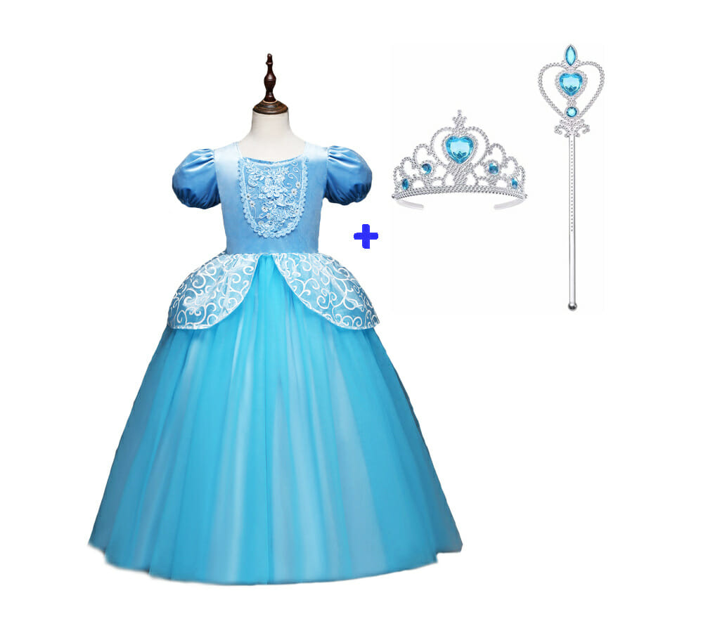 Cinderella jurk + accessoires - Assepoester - Deluxe verkleedjurk - Afbeelding 4