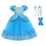 Cinderella jurk + accessoires - Assepoester - Deluxe verkleedjurk