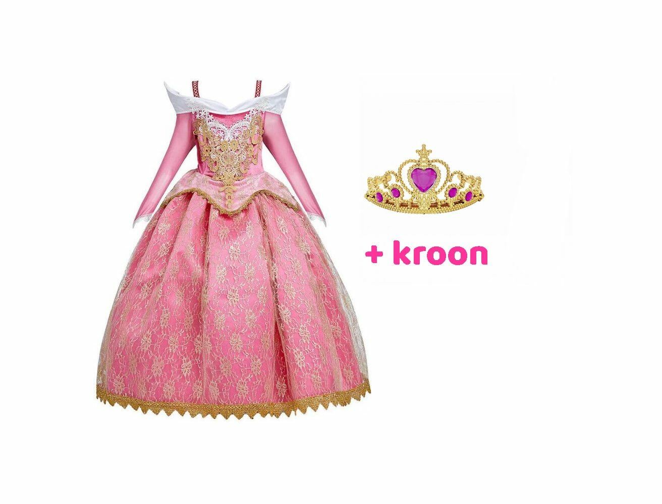 Doornroosje jurk +  kroon + toverstaf - Afbeelding 10