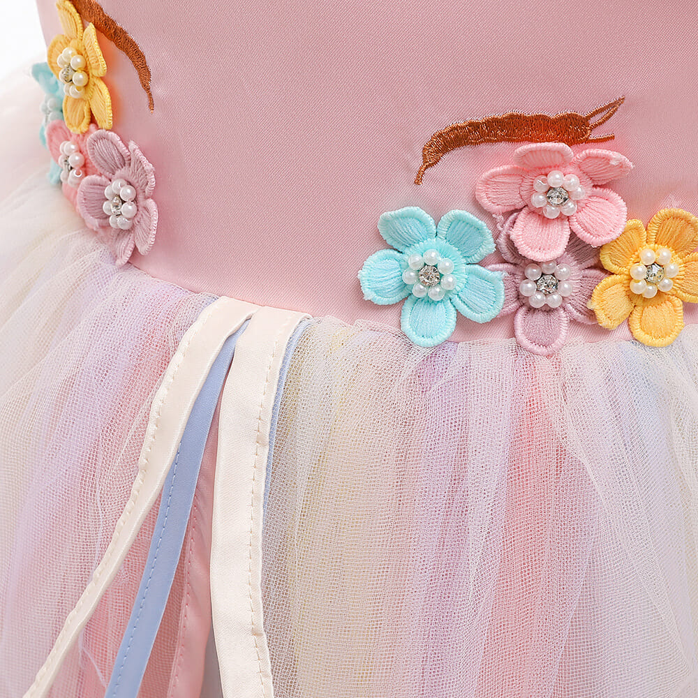 Unicorn Jurk - Eenhoorn Jurk + Haarband + Roze Prinsessen Handschoenen - Afbeelding 6