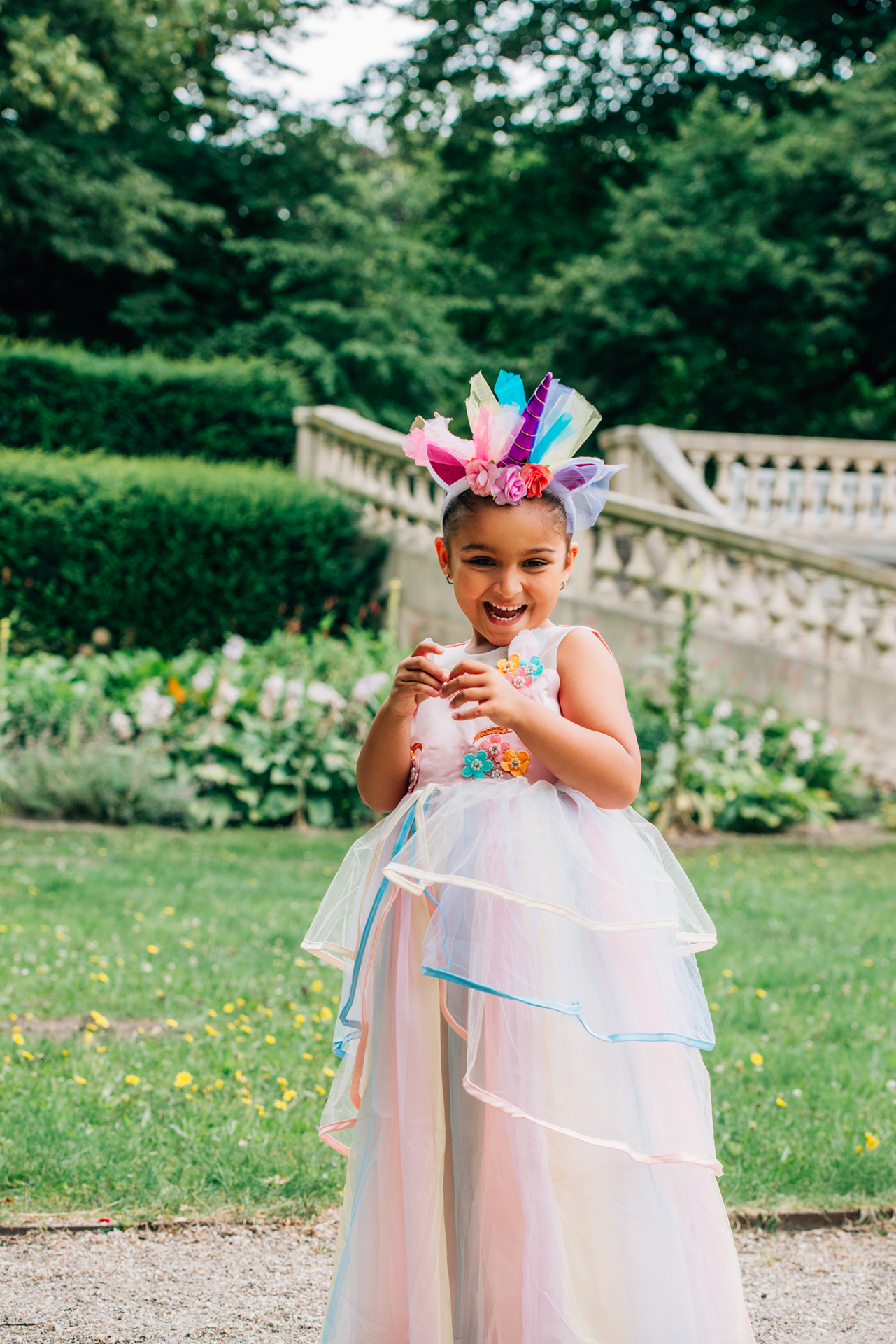 Unicorn Jurk - Eenhoorn Jurk + Haarband + Roze Prinsessen Handschoenen - Afbeelding 2