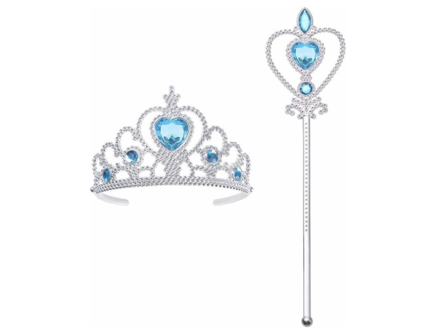Prinsessen schoenen + kroon + toverstaf - verkleedschoenen meisje - zilver - Afbeelding 6