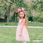 Unicorn jurk + haarband + handschoenen - eenhoorn- roze