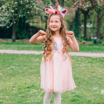 Unicorn jurk + haarband + handschoenen - eenhoorn- roze