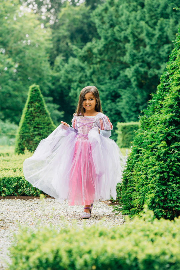 Rapunzel jurk + haarband + lila handschoenen - Afbeelding 2