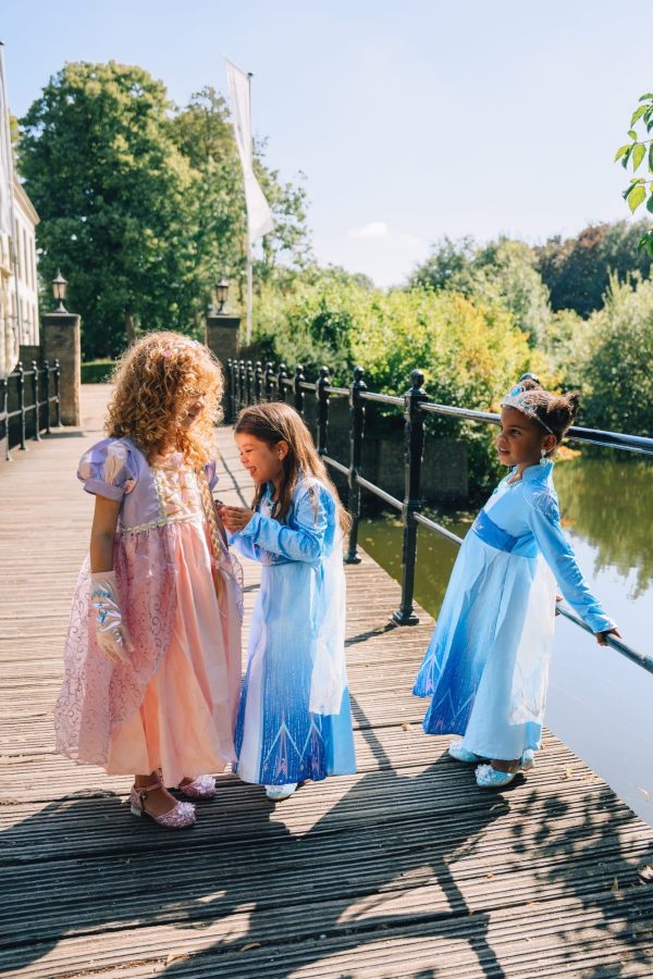 Elsa Jurk + Tiara, Toverstaf, vlecht & handschoenen - Prinsessenjurk - Frozen - Afbeelding 3