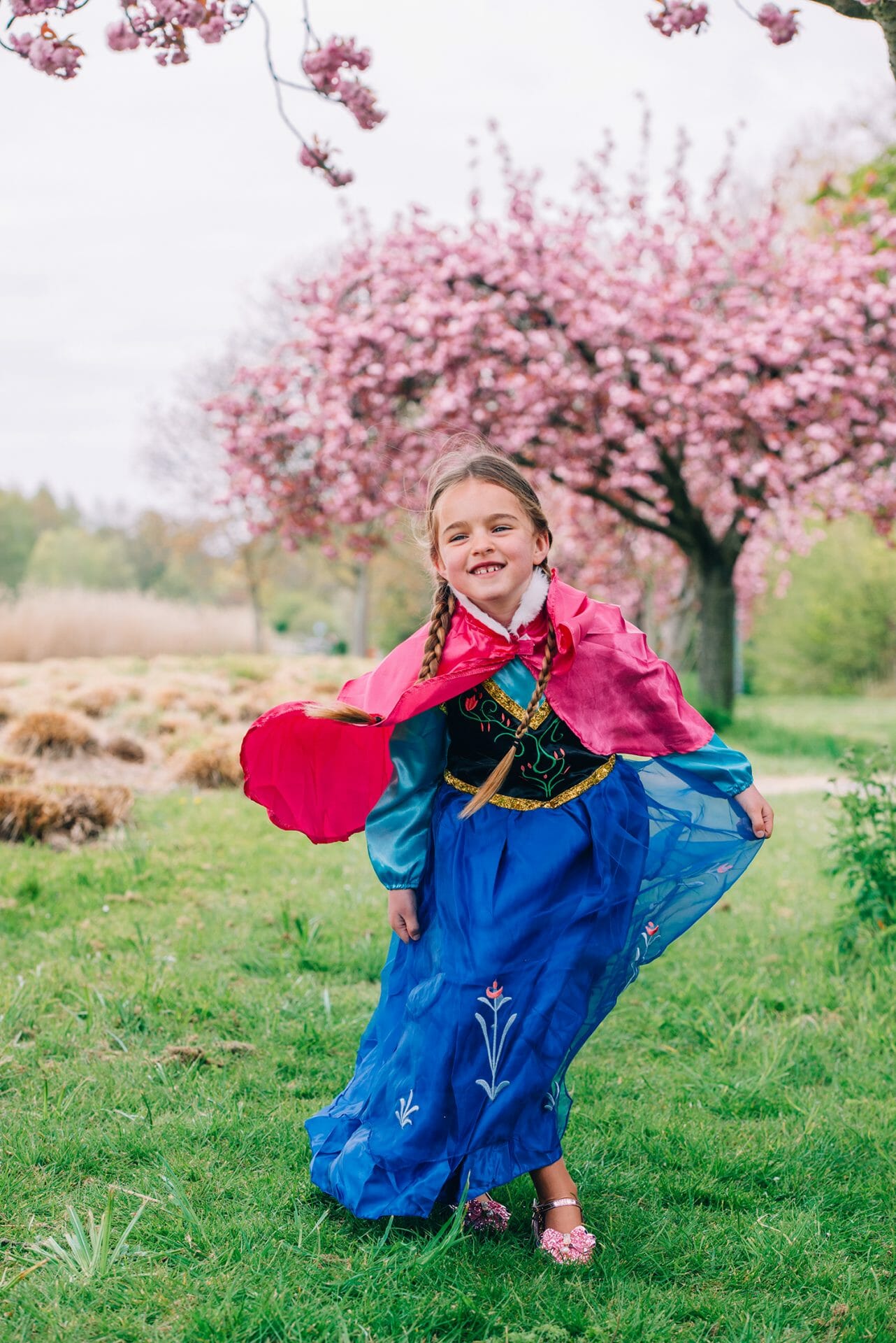 Frozen Anna prinsessenjurk met roze cape - accessoires - Afbeelding 3