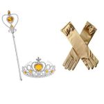 Prinsessen Goud Accessoireset - Toverstaf - Tiara - Goud Elleboog Handschoenen - Kroon - Verkleedaccessoire