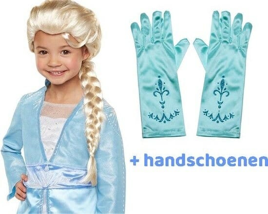 Frozen Elsa pruik - inclusief prinsessenhandschoenen - Afbeelding 7