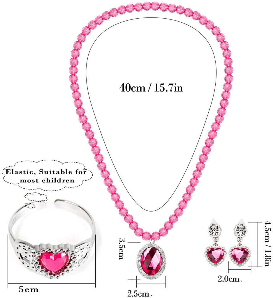 Prinsessen roze accessoireset - juwelen, toverstaf, kroon, elleboog handschoenen - Afbeelding 3