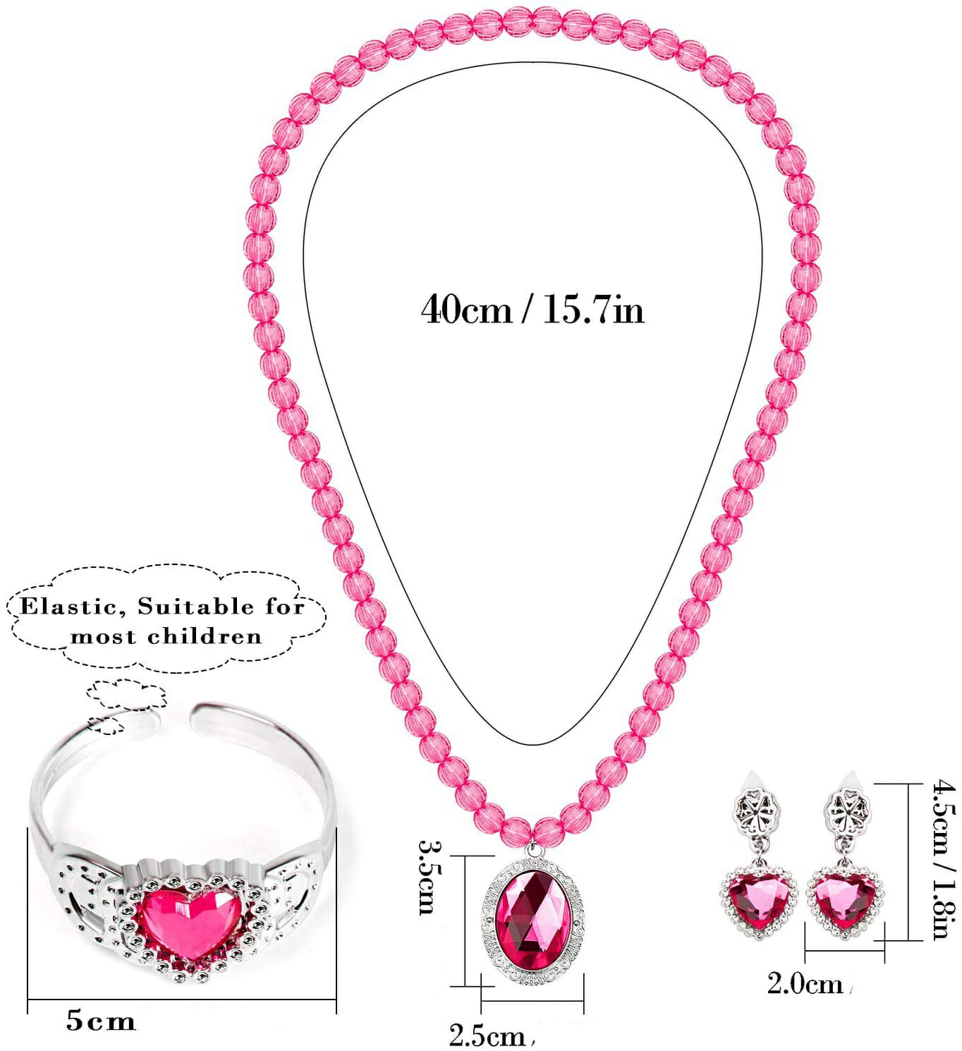 Prinsessen roze accessoireset - juwelen, toverstaf, kroon, elleboog handschoenen - Afbeelding 3