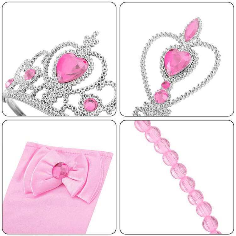 Prinsessen roze accessoireset - juwelen, toverstaf, kroon, elleboog handschoenen - Afbeelding 5