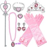 Prinsessen roze accessoireset - juwelen, toverstaf, kroon, elleboog handschoenen