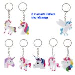 Traktatie Uitdeelcadeautjes Kinderen-8 x Unicorn Sleutelhanger-Grabbelton Cadeautjes-Klein Speelgoed