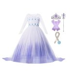 Prinsessenjurk - Elsa ijskristallen jurk + accessoires