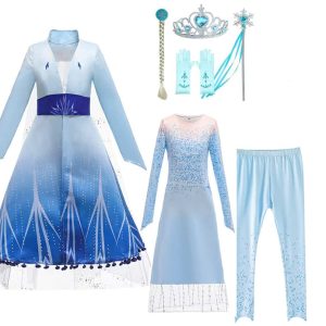 Frozen Elsa prinsessenjurk - volledig set + accessoires - maat 92/98