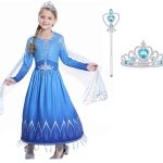 Frozen Elsa  jurk  + toverstaf / kroon - maat 92/98