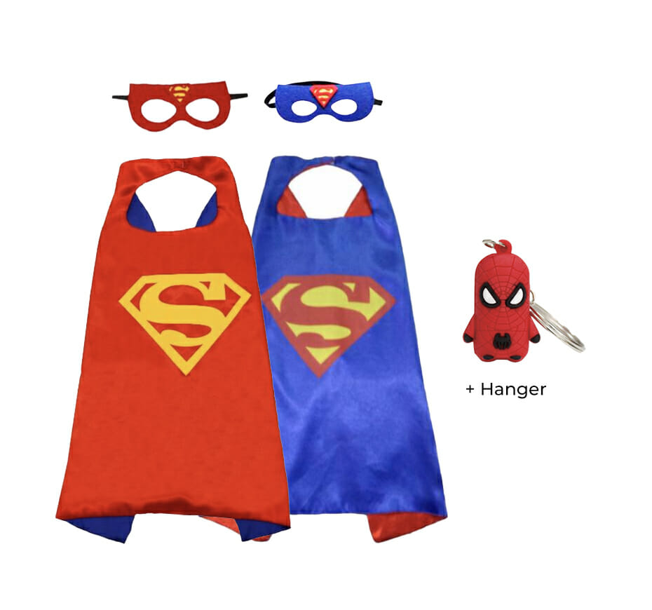 Superhelden Verkleedpak - 3-Pack - Superman + Spiderman cape + masker + Hanger - Afbeelding 4