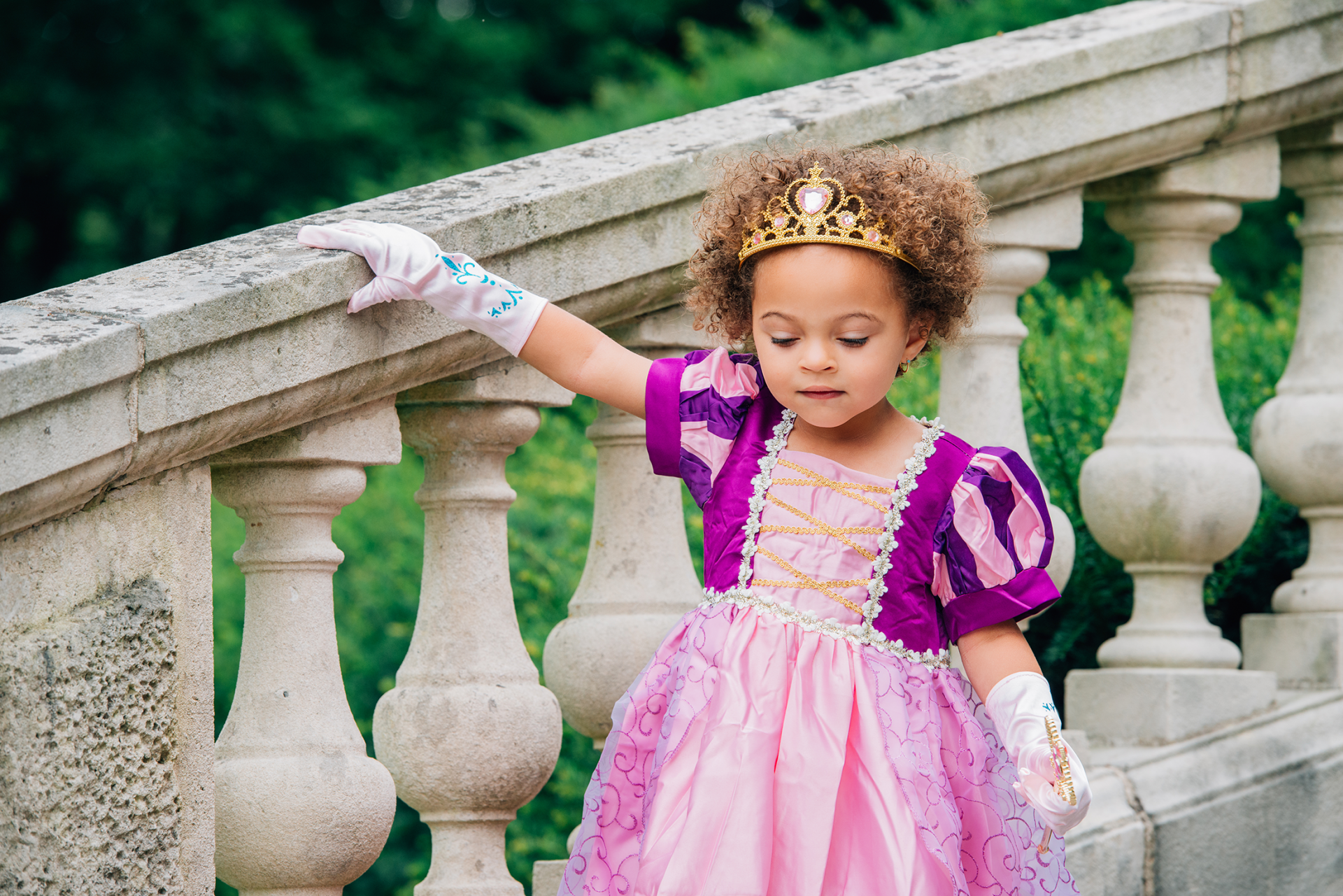 Rapunzel + Belle jurk + haarband + toverstaf/kroon - Afbeelding 8